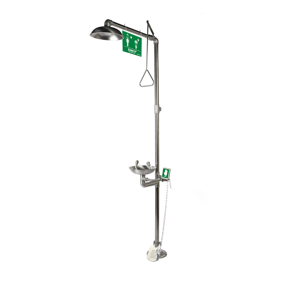 Emergency Shower and Eyewash with Foot Pedal, Stainless Steel, Standard - ESW010MS-F