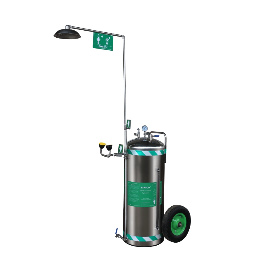 Mobile Self-contained Safety Shower with Eye Wash, Air Pressurized, 140L - ESW08114