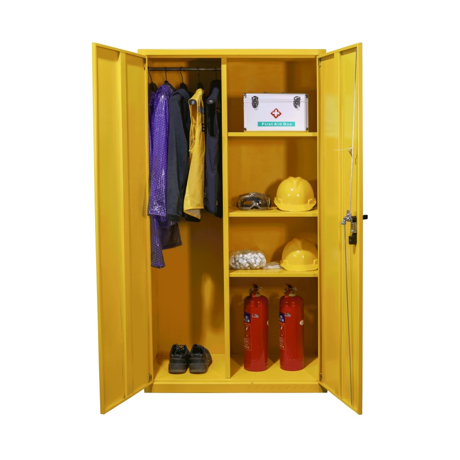 PPE Storage Cabinet, Wardrobe Type, 45Gal, 170L, Manual Close, Yellow - PPE045Y